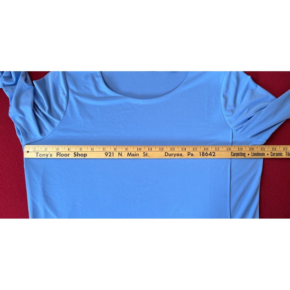 Susan Graver Liquid Knit Every Day Blue Asymmetrical Sharkbite 3/4 Sleeve Top M - Picture 5 of 8